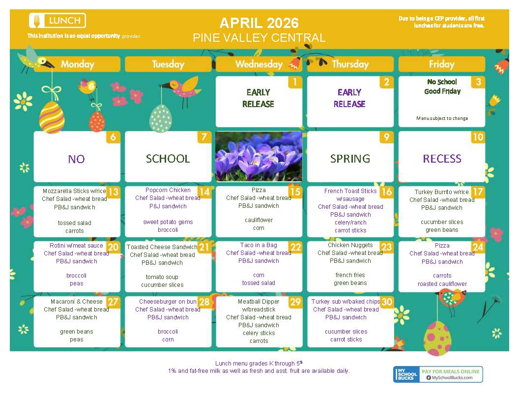April 2026 Lunch K-5